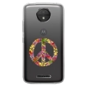 TPU0MOTOCPLUSPEACELOVE - Coque souple pour Motorola Moto C Plus avec impression Motifs Peace and Love fleuri