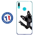 TPU0Y72019CHIENVBLANC - Coque souple pour Huawei Y7 (2019) avec impression Motifs chien à lunettes sur fond blanc