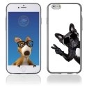 TPU1IPHONE6CHIENVBLANC - Coque Souple en gel pour Apple iPhone 6 avec impression chien à lunettes sur fond blanc
