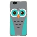 TPU1NOVACHOUETTE1 - Coque souple pour Huawei Nova avec impression Motifs chouette bleue et grise