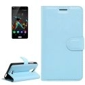 WALLGRAINUFEELLITEBLEU - Etui type portefeuille bleu pour Wiko U-Feel Lite avec rabat latéral stand