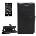 WALLGRAINUFEELLITENOIR - Etui type portefeuille noir pour Wiko U-Feel Lite avec rabat latéral stand