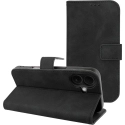 WALLTENDER-IP16NOIR - Etui type portefeuille iPhone 16 noir avec rabat latéral fonction stand aspect nubuck