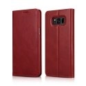 XOOMZ-FOLIOS8PLUSROUGE - Etui Galaxy-S8-Plus en véritable cuir rouge mat XoomZ logements cartes et fonction stand