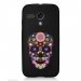 CPRN1MOTOGSKULLFLEUR - Coque noire pour Motorola Moto G Impression crâne en fleurs
