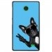 CPRN1NOKIAXCHIENVBLEU - Coque rigide pour Nokia X avec impression Motifs chien à lunettes sur fond bleu