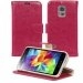 FOLIODRAGS5MINIFUSHIA - Etui folio aspect cuir fushia pour Samsung Galaxy S5 Mini avec rabat latéral et fonction stand