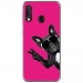 TPU0A40CHIENVFUSHIA - Coque souple pour Samsung Galaxy A40 avec impression Motifs chien à lunettes sur fond fushia