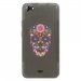 TPU0JIMMYSKULLFLEUR - Coque Souple en gel transparente pour Wiko Jimmy avec impression Motifs crâne en fleurs sur fond no